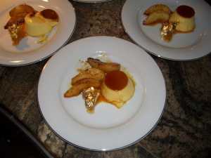 <b>Individual Dishes</b>
<br>Cr�me Caramel with poached pears and gold leaf