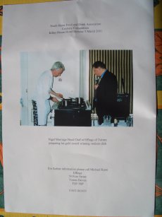 <b>South Hams Food & Drink Assoc Cookery Competition</b><br>
Cooking the winning dish - terrine

